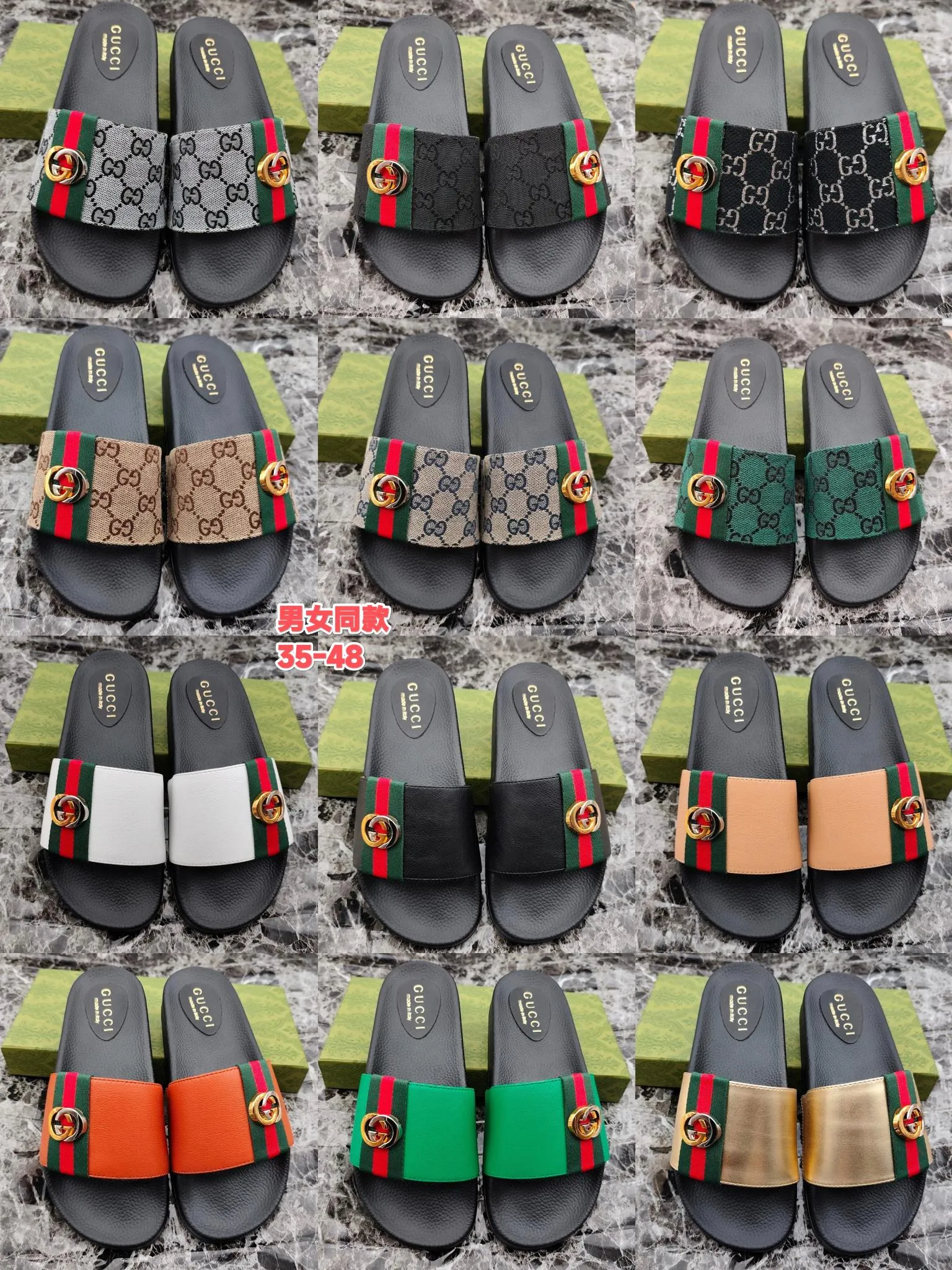 👟👟Ex-factory price 260👟👟 (available all year round), same style for men and women, size 35--48. Couple style🎗Louis Vuitton "LV" slippers, a much-anticipated one, so beautiful that it will melt your hearts❤! It is simply a masterpiece of extraordinary craftsmanship. It is a must-have for everyone. It is made by open mold. It feels Q-bounce and super soft on the feet. It is super delicate on the feet. It is an exclusive model. There are many layouts, so there is always one you like🎉🎉